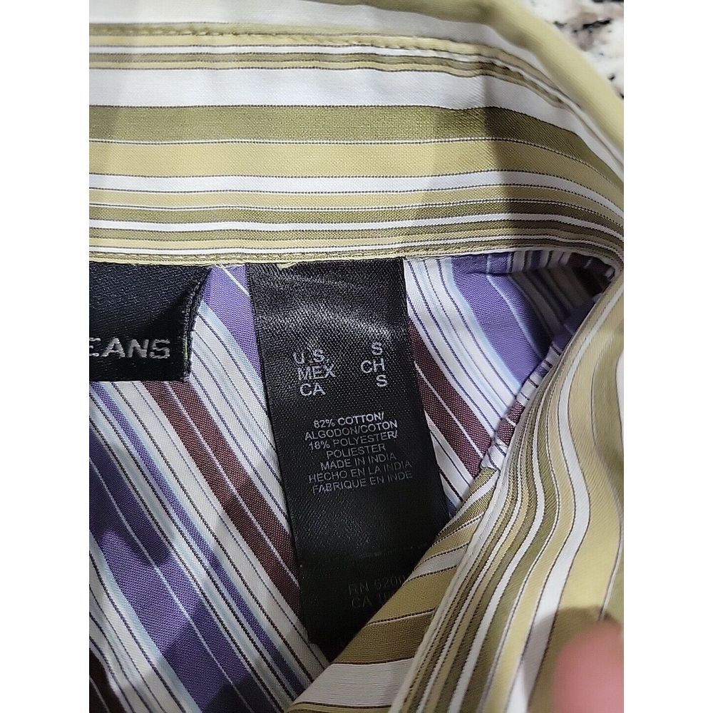 Men's DKNY Shirt - Small‎ - Striped - Gold/white - Picture 4 of 7